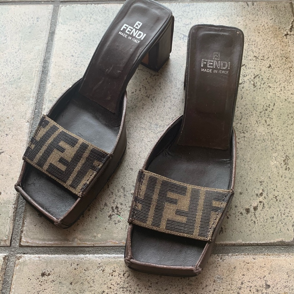Fendi zucca vintage slide sandals